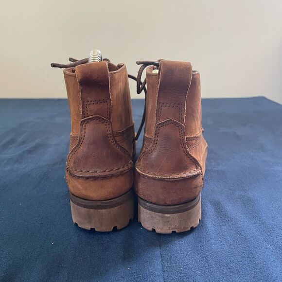 J.Crew Brown Leather Moc Toe Women's Size 5.5B Boots Made In Brazil - Picture 2 of 6